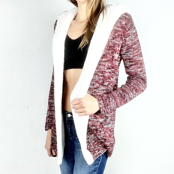 ALMOST FAMOUS | Faux Fur Trim Thin Knit Cardigan Sweater Hoodie - Picture 10 of 10